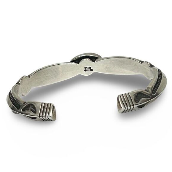 Harry H. Begay Sterling Silver Turquoise Ingot Cuff Bracelet - Picture 5 of 8